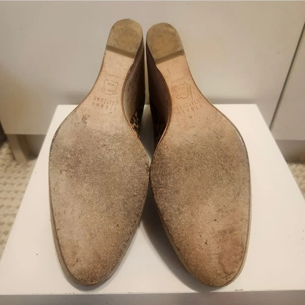 Stuart Weitzman Blk/TanLeopard Print Raffia Platform Wedge Pumps Sz.10 $395 EUC - Picture 8 of 8